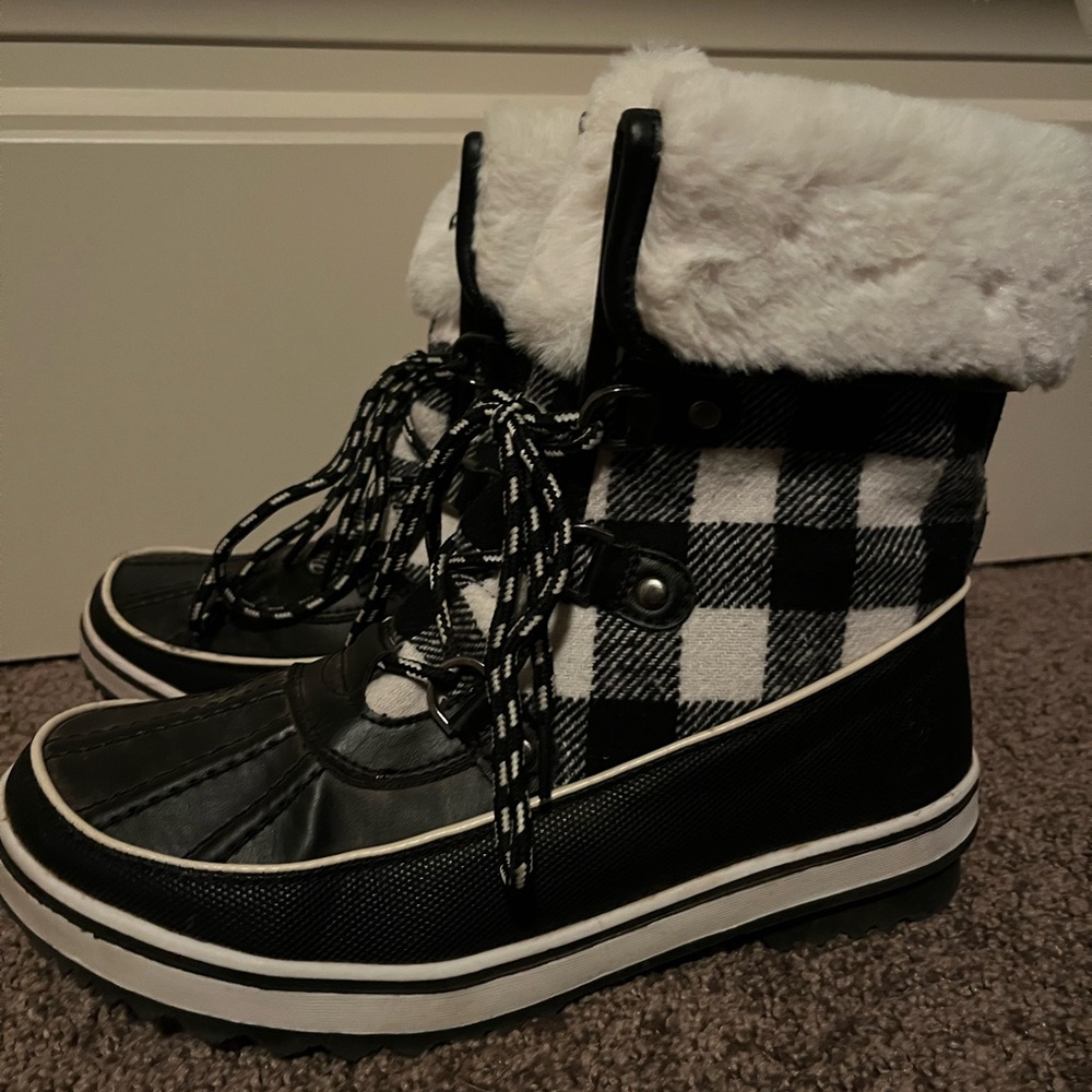Global Win Plaid Winter Snow Boots